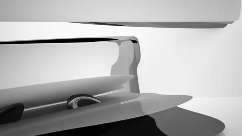 Abstract dynamic interior with black objects and white room . Stock Footage 90694877