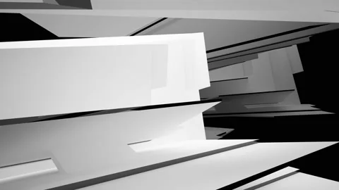 Abstract dynamic interior with black objects and white room . Stock Footage 90755577