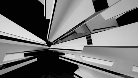 Abstract dynamic interior with black objects and white room . Stock Footage 90755655