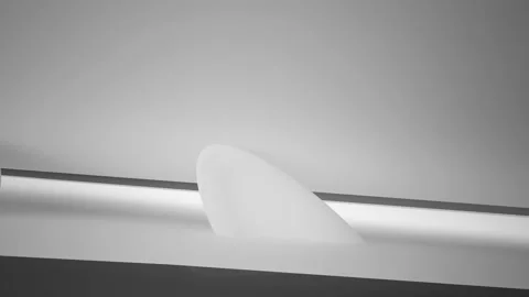 Abstract dynamic interior with black objects and white room . Stock Footage 90756358