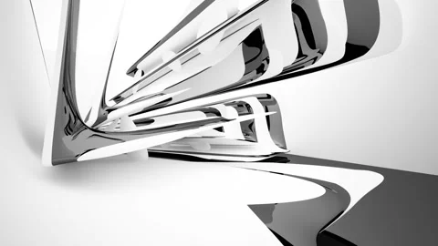 Abstract dynamic interior with black objects and white room . Stock Footage 90756397