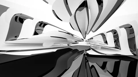 Abstract dynamic interior with black objects and white room . Stock Footage 90756478