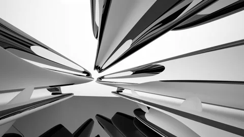 Abstract dynamic interior with black objects and white room .  Stock Footage 90756480