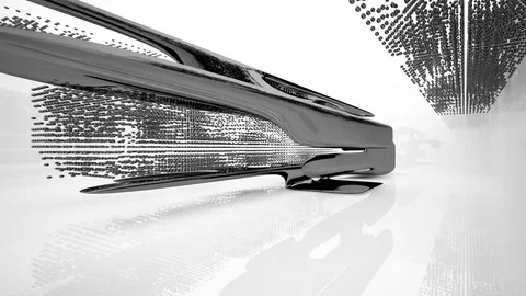 Abstract dynamic interior with black opaque objects. Stock Footage 70300643