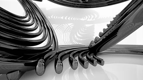 Abstract dynamic interior with black smooth objects and white room . 스톡 동영상 85258660