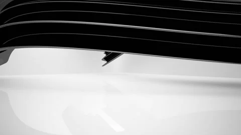 Abstract dynamic interior with black smooth objects and white room . Vídeo Stock 86424706