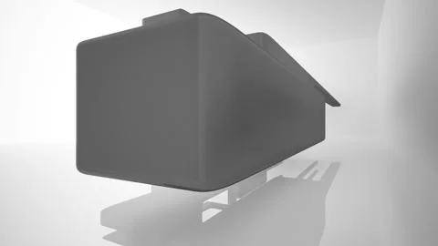 Abstract dynamic interior with black smooth objects and white room . Stock Footage 87199643