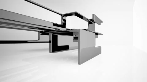 Abstract dynamic interior with black smooth objects and white room . Stock Footage 87199655