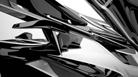 Abstract dynamic interior with black smooth objects and white room . Stock Footage 89656767