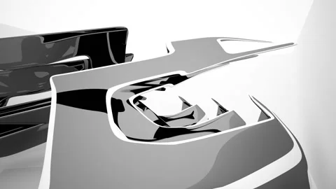 Abstract dynamic interior with black smooth objects and white room . Stock Footage 89656816
