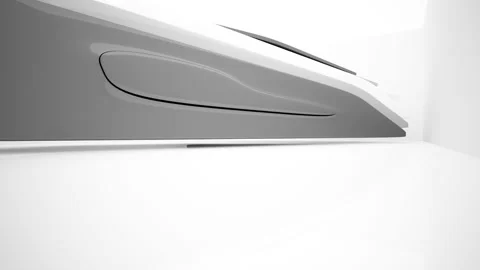 Abstract dynamic interior with black smooth objects and white room .  Stock Footage 90122975