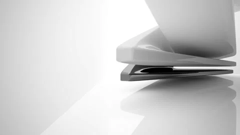 Abstract dynamic interior with black smooth objects and white room .  Stock Footage 90123136