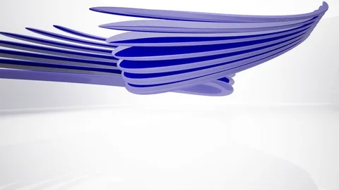 Abstract dynamic interior with blue smooth objects and white room .  Stock-Footage 84216464