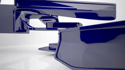 Abstract dynamic interior with blue smooth objects and white room . Vídeo Stock 86058316