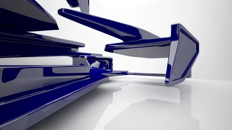 Abstract dynamic interior with blue smooth objects and white room . Vídeo Stock 86058396