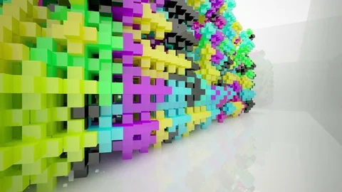 Abstract dynamic interior with gradient colored objects. Stock Footage 82740024
