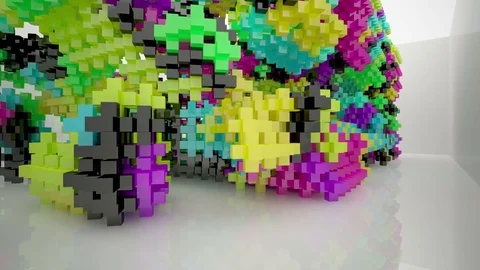 Abstract dynamic interior with gradient colored objects. Stockbeeldmateriaal 82740075