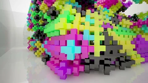Abstract dynamic interior with gradient colored objects. Видео 82740082