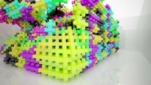 Abstract dynamic interior with gradient colored objects. Видео 82740089