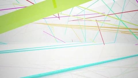 Abstract dynamic interior with gradient colored objects. 3D animation and render Stock Footage 83410727