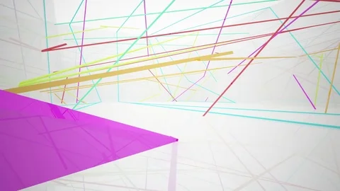 Abstract dynamic interior with gradient colored objects. 3D animation and render Stock Footage 83410735