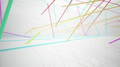 Abstract dynamic interior with gradient colored objects. 3D animation and render Stock Footage 83410740