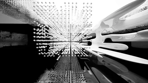 Abstract dynamic interior with white opaque objects. Vídeo Stock 70222411