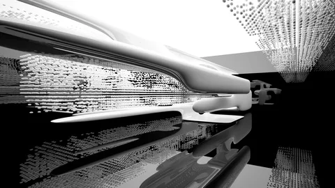 Abstract dynamic interior with white opaque objects. Stock Footage 70299469