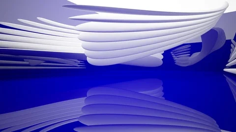 Abstract dynamic interior with white smooth objects and blue room .  動画素材 84220546