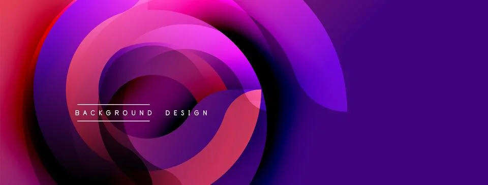 Abstract dynamic layers create vibrant circular pattern. Pink, purple hues blend Stockillustratie