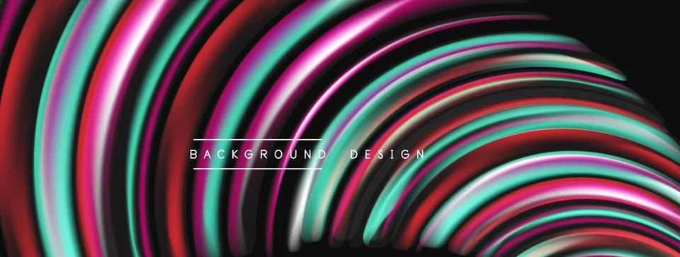 Abstract dynamic lines create vibrant circular pattern. Colors blend, forming Stockillustratie