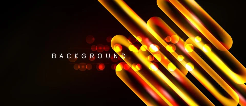 Abstract dynamic lines, glowing shapes, dark backdrop. Modern design elemen.. Stock Illustration