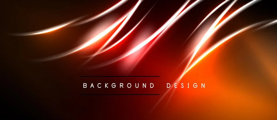 Abstract dynamic lines, vibrant orange, red hues. Dark background creates Illustrazione stock
