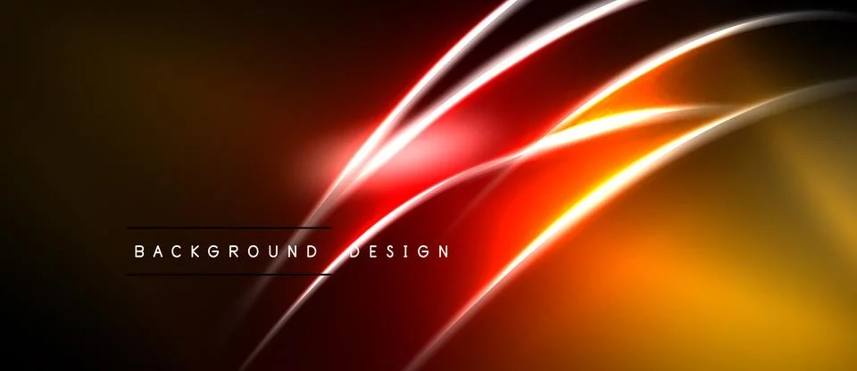Abstract dynamic lines, vibrant orange, red hues. Dark background creates イラスト素材