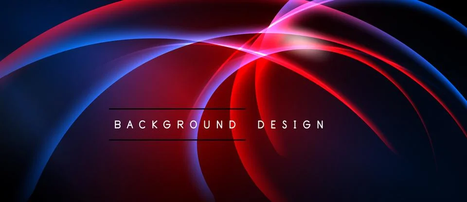 Abstract dynamic lines, vibrant red, blue hues. Modern design, elegant curves Stock Illustration