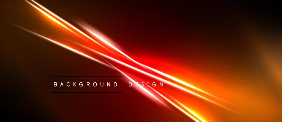 Abstract dynamic lines, vibrant redorange glow. Dark background creates dra.. Stockillustratie