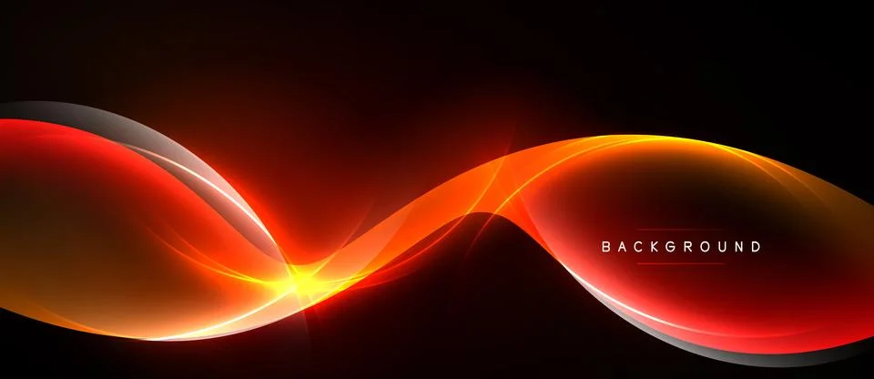 Abstract dynamic lines, vibrant redorange glow. Dark background creates dra.. Illustrazione stock