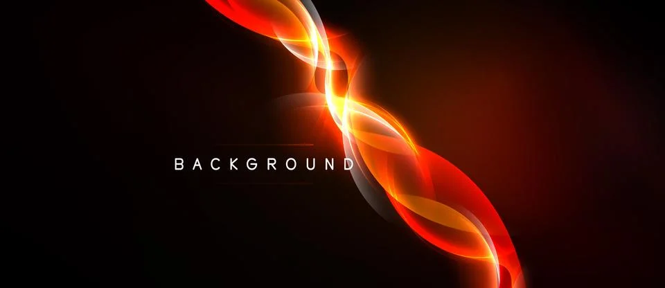 Abstract dynamic lines, vibrant redorange hues, dark background. Modern desig Illustrazione stock