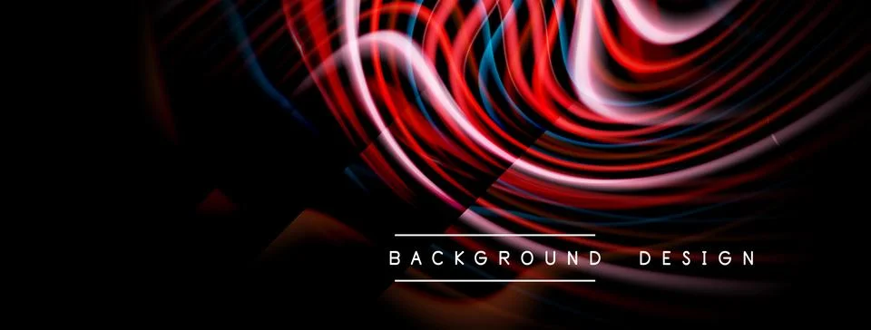 Abstract dynamic lines, vibrant reds, blues create flowing energy. Modern d.. Stock Illustration