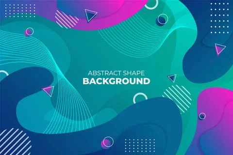 Abstract Dynamic Liquid Gradient Colorful Background with Geometric Shape Stock Illustration