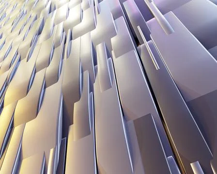 Abstract dynamic metal block background. 3d render illustration. Stock Illustration