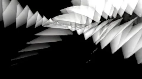 Abstract dynamic motion background with white geometric shapes on black Stock Footage 321349365