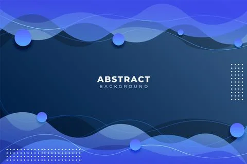 Abstract Dynamic Overlapped Fluid Shape Gradient Blue Background with Wavy Li Stock Illustration