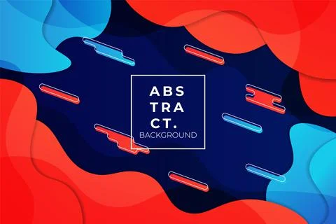 Abstract Dynamic Overlapped Fluid Shape Orange and Blue Background Stock Illustration