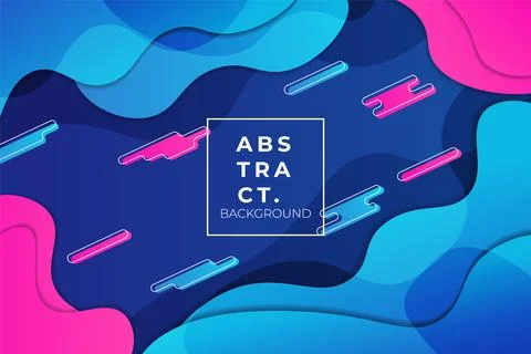 Abstract Dynamic Overlapped Fluid Shape Pink and Blue Background Stock Illustration