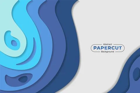 Abstract Dynamic Overlapped Paper cut Style Blue Background with Hole Stock Illustration