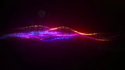 Abstract dynamic particles moving in glowing waves. Stock Footage 340463812