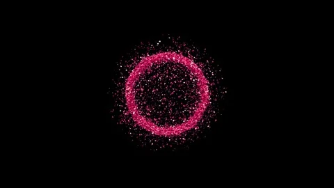 Abstract dynamic pink glitter particles flowing in circles on black backgro.. Stock Footage 327597642