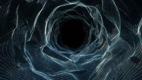 Abstract dynamic sci-fi wireframe portal futuristic 3d endless tunnel Видео 219117892