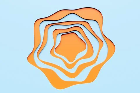 Abstract dynamic shape with blue  and orange smooth lines, sides, like a flow Stock Illustration